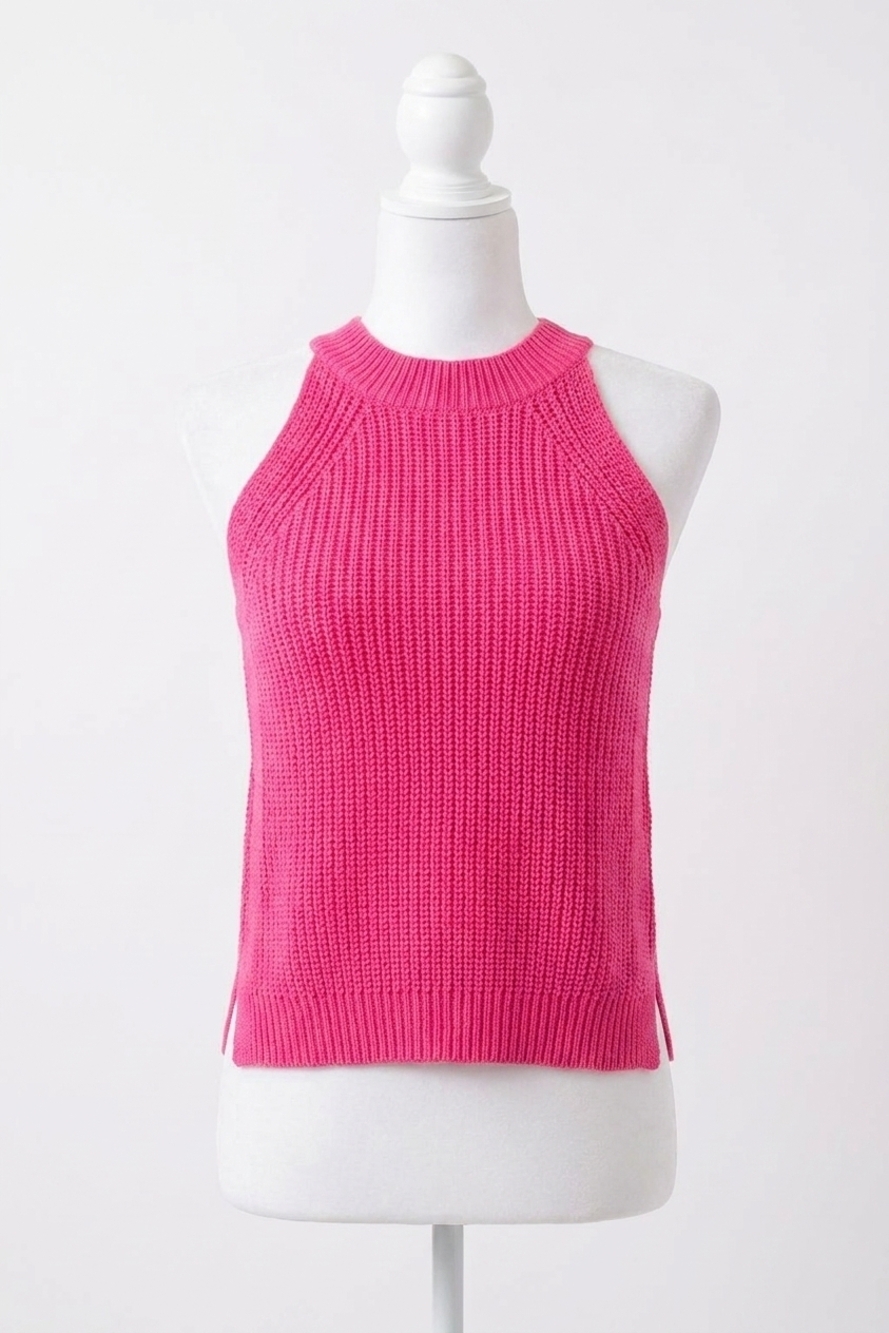 NEW ANNIEWEAR halter neck sweater tank top in pink